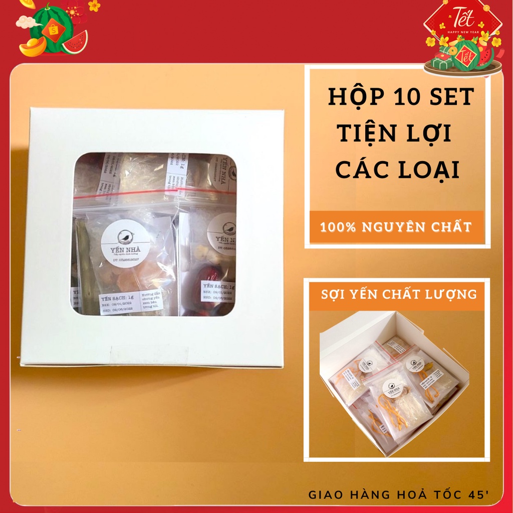 Hộp 10 gói yến sào tinh chế nhỏ nguyên chất - Yến Nhà