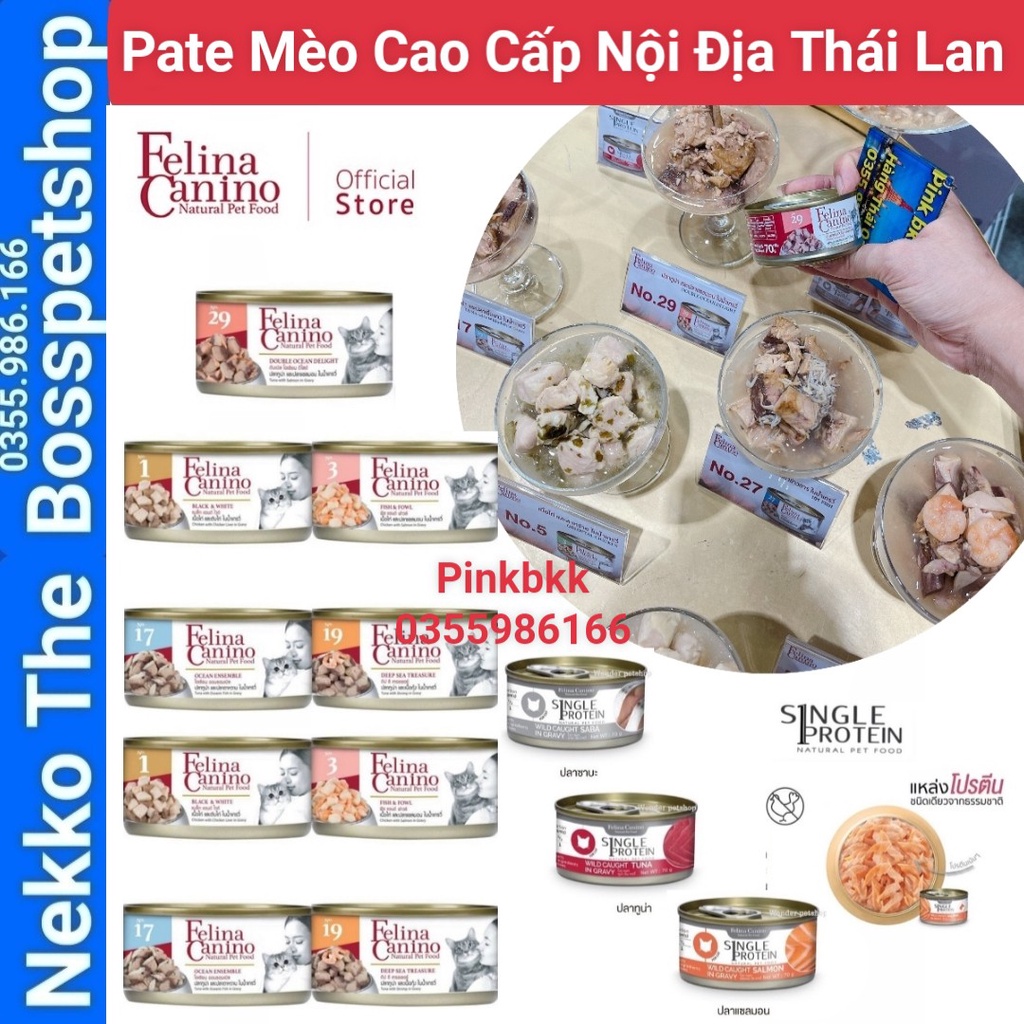 Pate Mèo Felina Canino Cao Cấp Nội Địa Thái Lan đã Tiệt Trùng Nguyên Chất 100% Tự nhiên