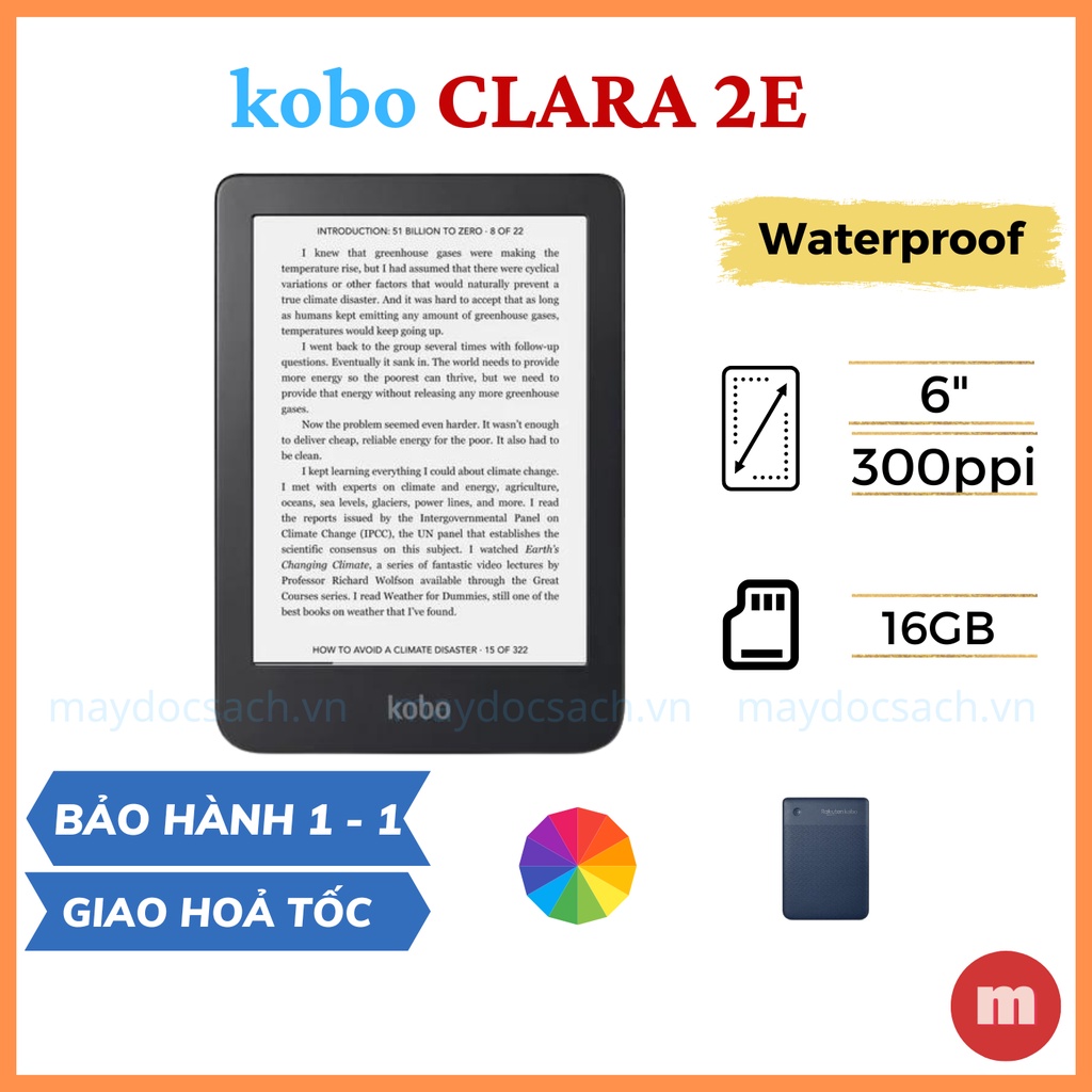 Máy đọc sách Kobo Clara 2E - màn hình ComfortLight PRO, bộ nhớ 16GB, chống nước IPX8 | BigBuy360 - bigbuy360.vn