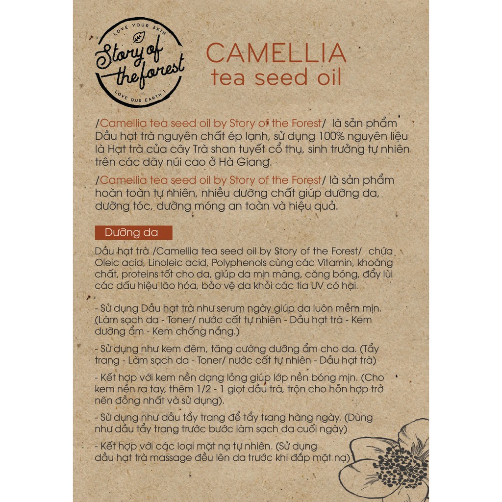 DẦU DƯỠNG DA HẠT TRÀ - CAMELLIA NGUYÊN CHẤT [STORY OF THE FOREST] | BigBuy360 - bigbuy360.vn