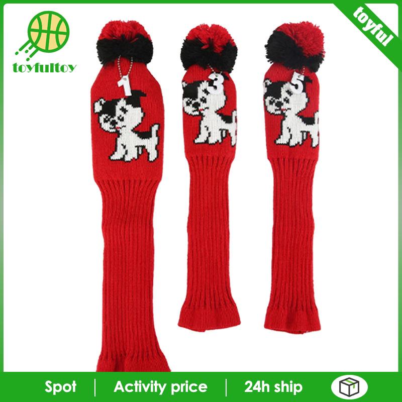 Set 3 Vỏ Bọc Đầu Gậy Đánh Golf Dệt Kim Mềm Mại Bảo Vệ Đầu