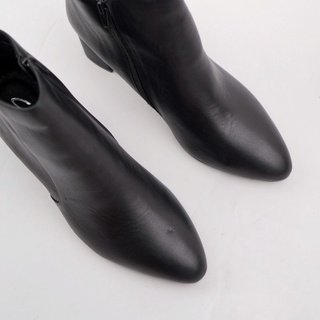 Bốt nữ cổ thấp da thật, Bốt da nữ cao gót 6cm giày vnxk - Kimystore