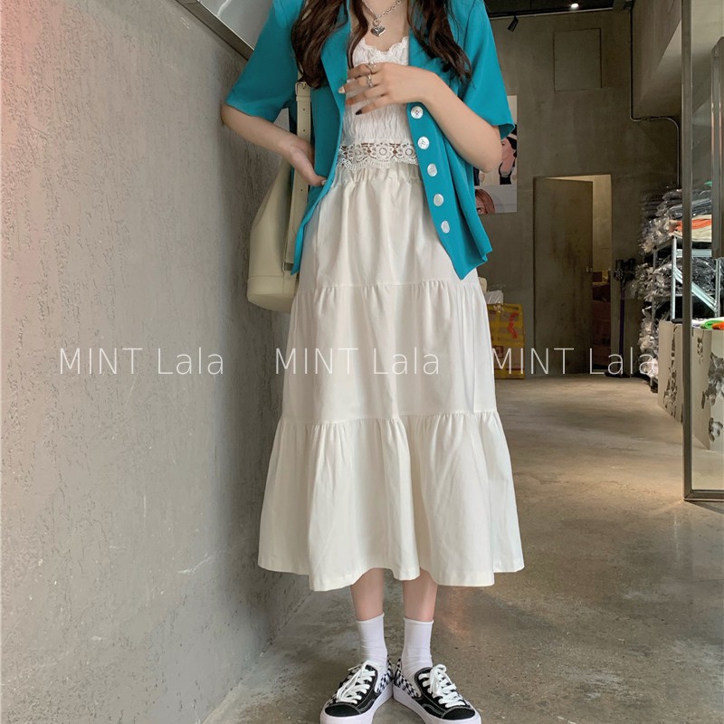 Chân Váy Trắng Xòe Dài Qua Gối 3 Tầng Vintage - Loại Đẹp | BigBuy360 - bigbuy360.vn