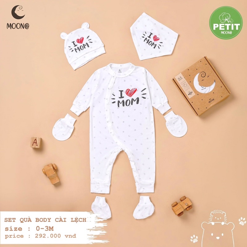 Moon - Set body kèm phụ kiện cho bé sơ sinh chất petit mềm