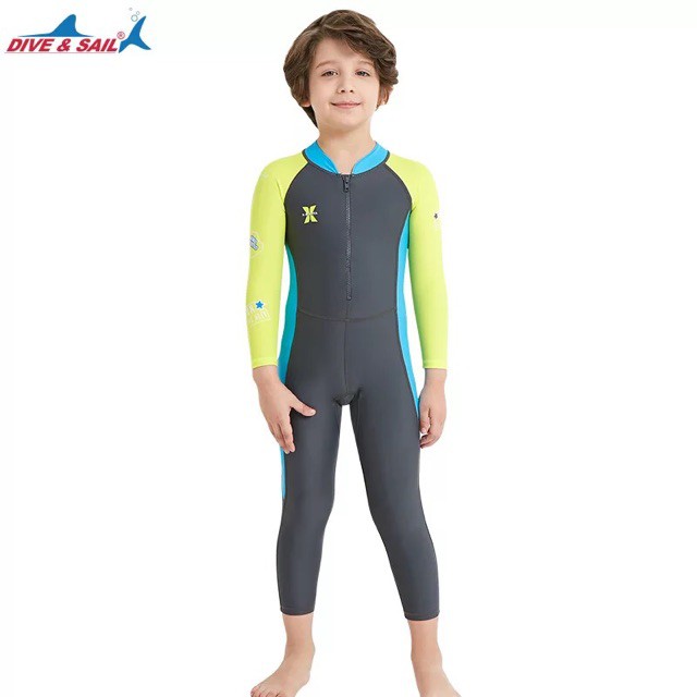 Bộ bơi liền thân dài tay cao cấp Dive & Sail chỉ số chống nắng cao, đồ bơi giữ nhiệt cho bé trai bé gái - MT88.33 ་
