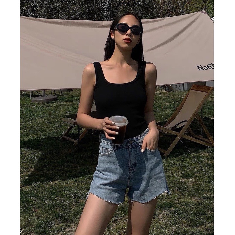 Áo Croptop HAI DÂY SÁT NÁCH DÁNG DÀI Nữ Trơn Ôm Body Chất Tốt, Áo CRT Kiểu nữ ôm thun gân mềm mát GOVA