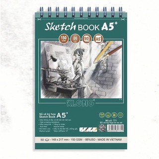 [CHÍNH HÃNG] Sổ Sketch book 50 tờ sổ vẽ phác thảo sổ vẽ chì ký hoạ A5 dày 150gsm
