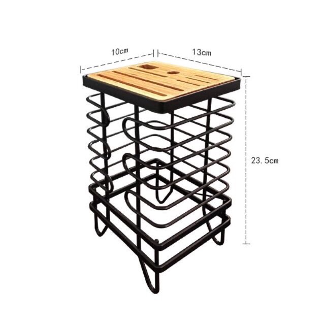 Kệ cắm dao kéo sơn tĩnh điện mặt gỗ tre #906