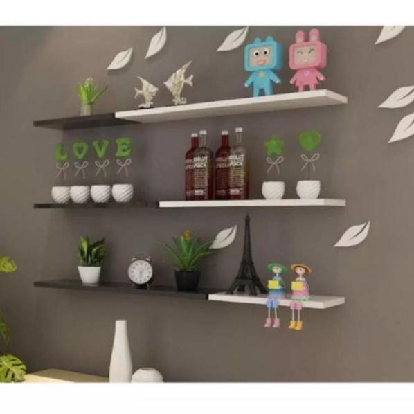 Kệ treo tường gỗ bộ 3 thanh 30,40,50 x 15cm trang trí giấu chân mẫu ktt03