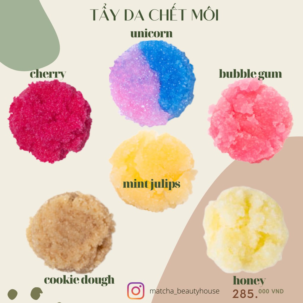 Lip scrub - Tẩy da chết môi Lush : chery , mint julips , unicorn , cookie dough, honey | BigBuy360 - bigbuy360.vn