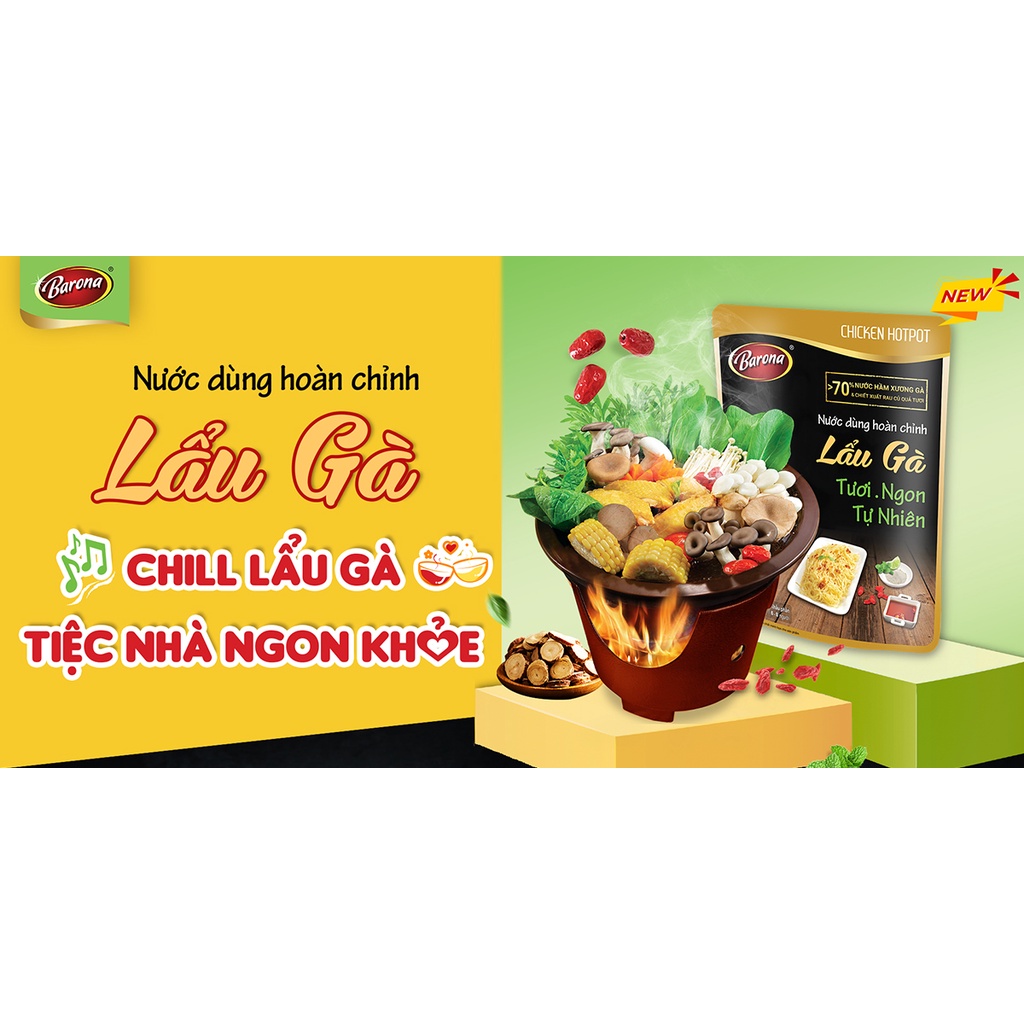 Nước Dùng Lẩu Gà Barona 140g tươi ngon chuẩn vị không cần nêm nếm