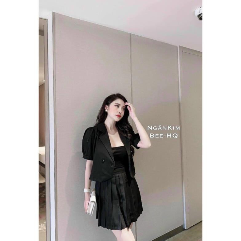 [ẢNH THẬT + VIDEO] set đồ nữ 3 món áo vest phối chân váy xòe kèm áo 2 dây phong cách tiểu thư dễ thương | BigBuy360 - bigbuy360.vn