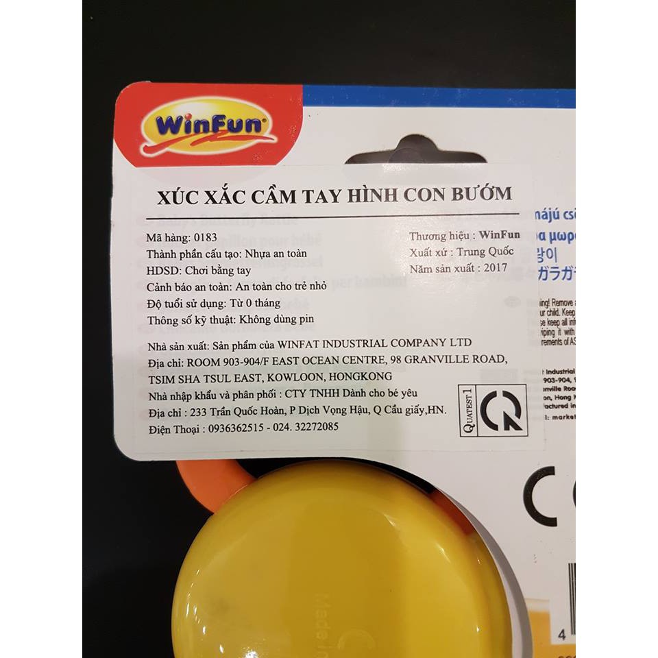 Xúc xắc cầm tay hình con bướm Winfun chính hãng