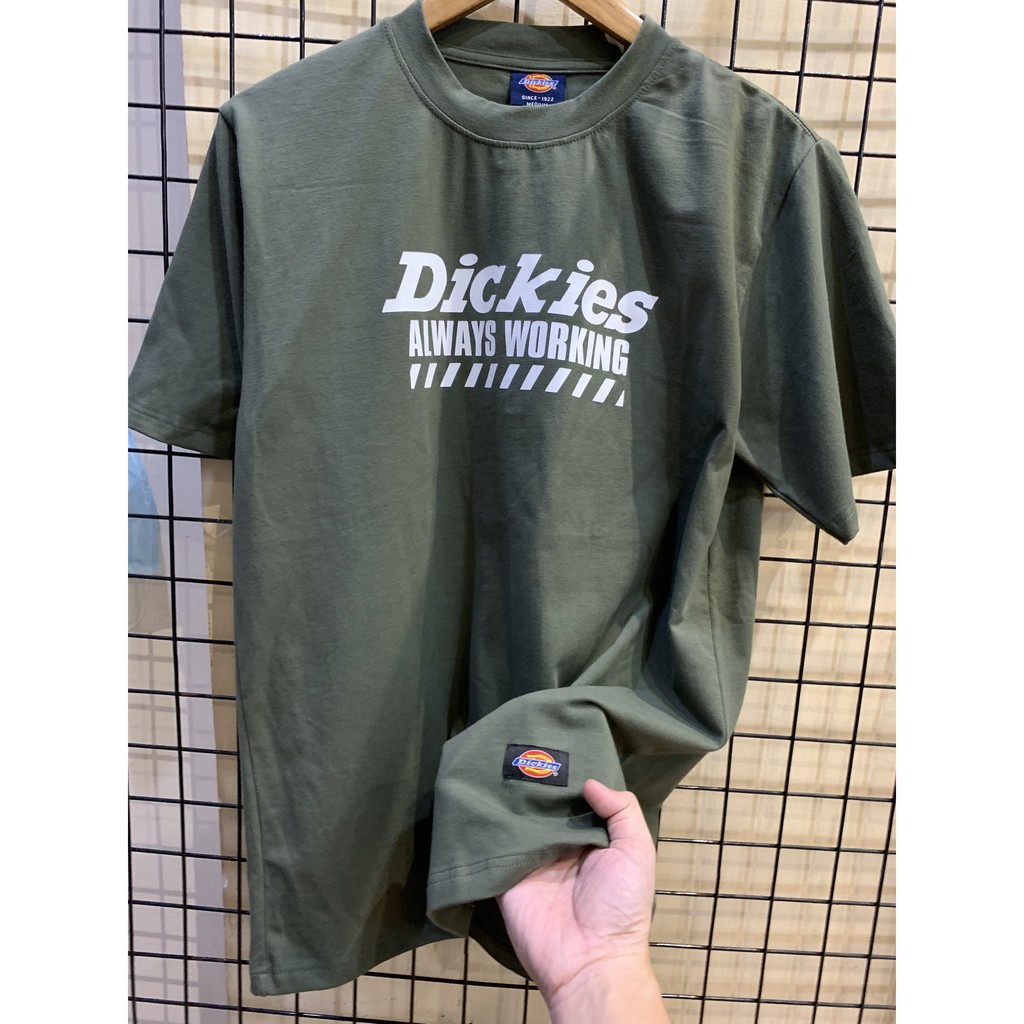 Áo thun cotton unisex xám xanh in Dickies Always Working basic chính hãng - Helistore