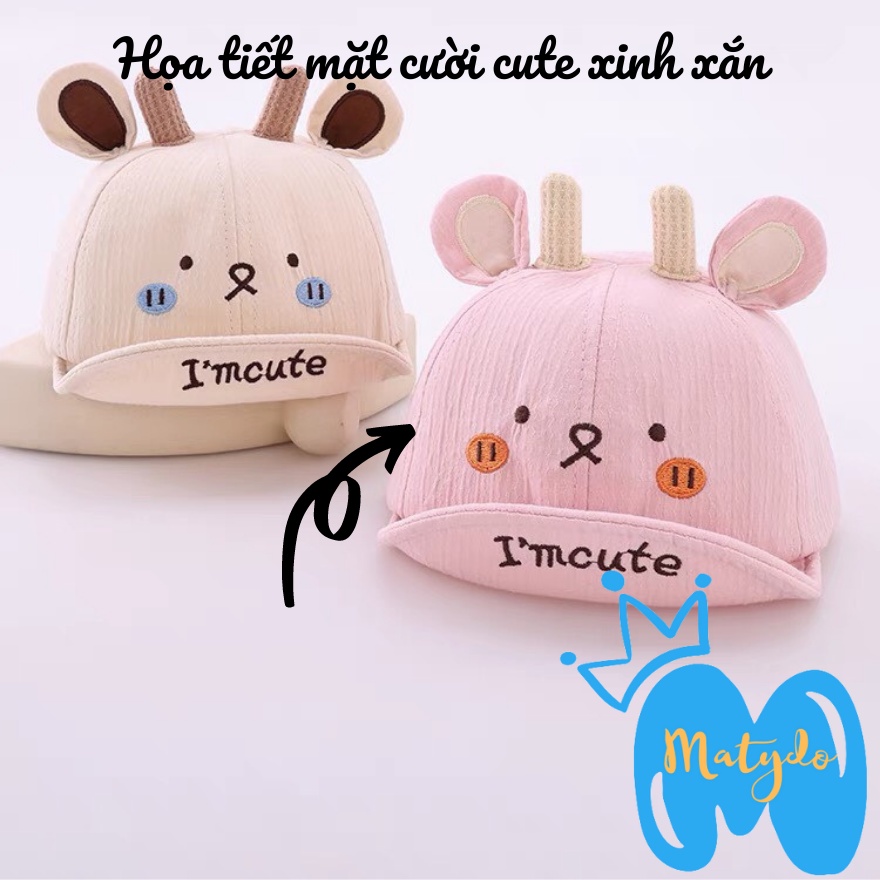Mũ cho bé gái bé trai MATYDO nón lưỡi trai hình mặt cười im cute đáng yêu phụ kiện mùa hè