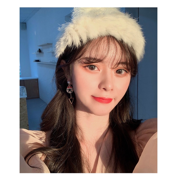 Fashion Christmas Tree Santa Claus Earrings for Women Cartoon Elk Plush Ball Star Tassel Pearl Earring Accessories Jewelry Christmas Decoration