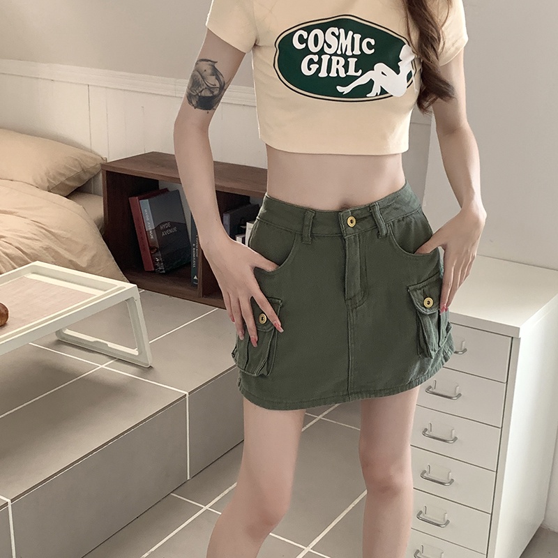 Chân váy jean Chữ A Lưng Cao Thời Trang Mùa Hè Phong Cách Hàn Quốc Cho Nữ