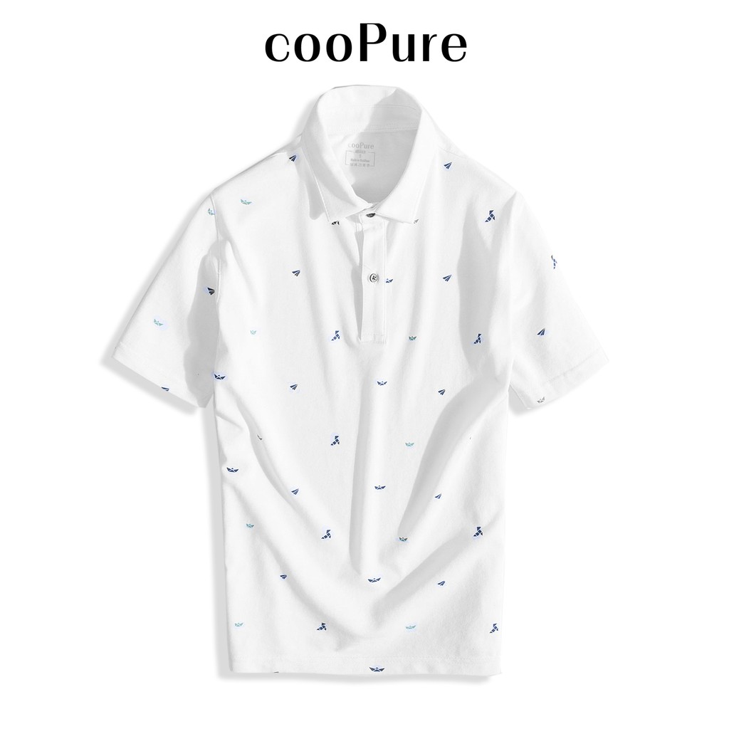 Áo thun polo nam cooPure màu cam, vải Polo stretchy fiber crossword, thiết kế trang nhã NO.1825 (5 màu)