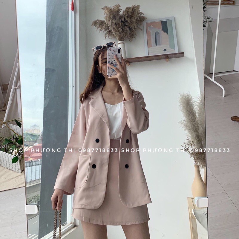 Áo vest nữ 1 lớp - áo blazer trơn/kẻ phong cách Hàn Quốc (hình thật/sẵn)