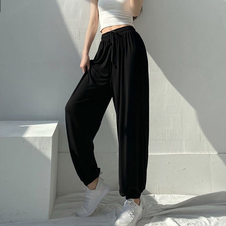 Quần Jogger Ống Rộng Lưng Cao Thời Trang Mùa Hè Cho Nữ