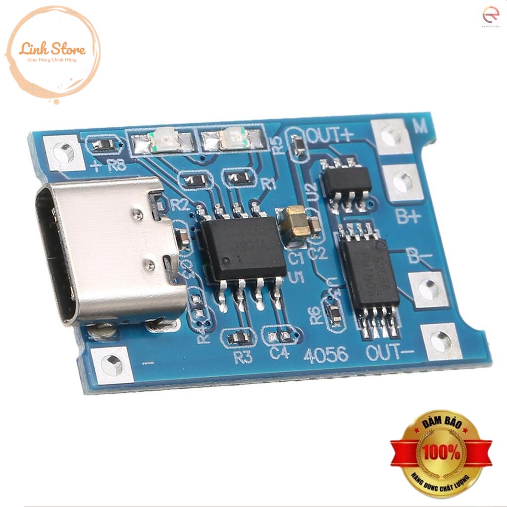 Mạch Sạc Và Xả Pin 18650 TP4056 1A Có Bảo Vệ Chân USB Type C