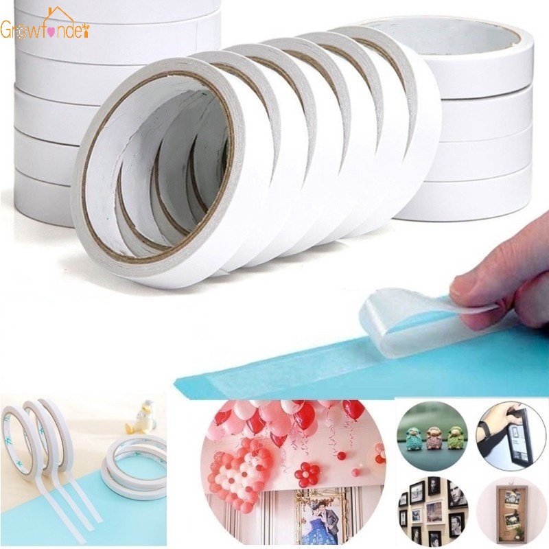 1 Cuộn Băng Keo Hai Mặt Màu Trắng Siêu Dính Rộng 6mm Dài 9M Tự Dính Trang Trí Văn Phòng