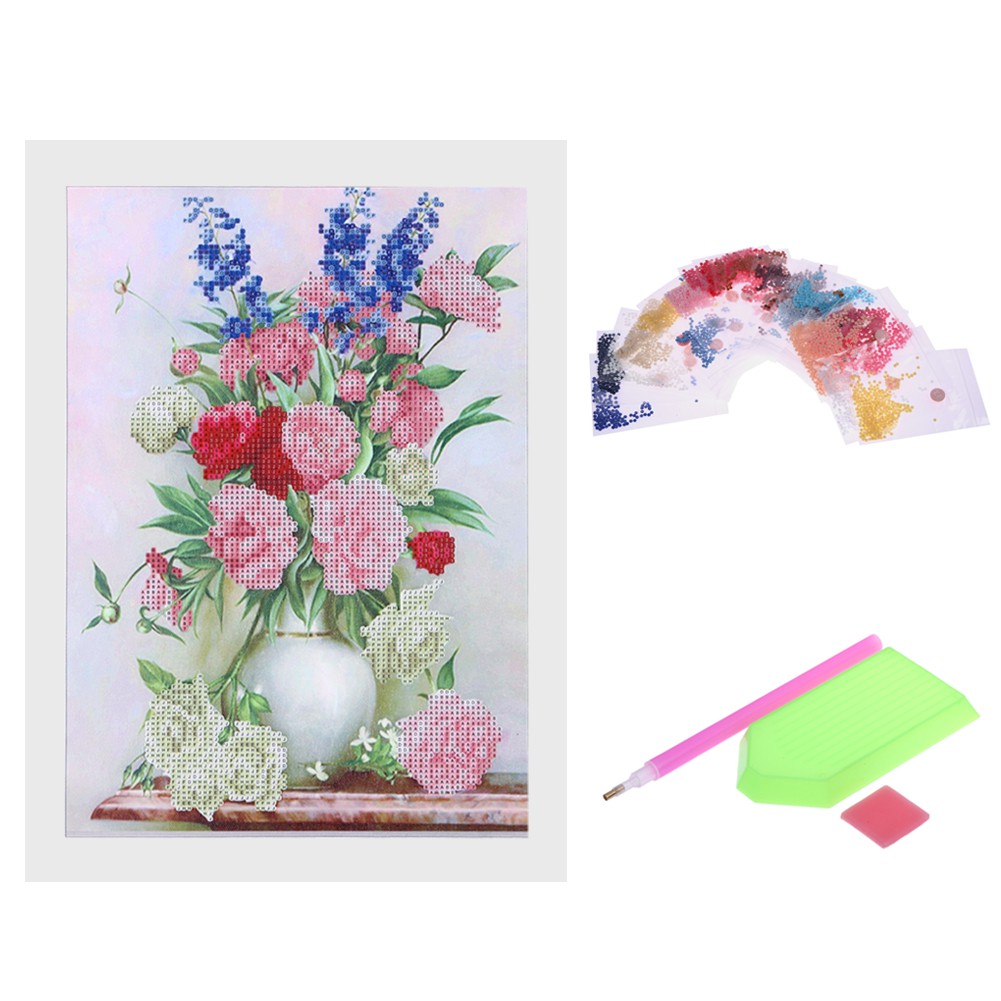 Bộ tranh đính đá 5D hình bình hoa DIY dành cho trang trí nhà cửa | BigBuy360 - bigbuy360.vn