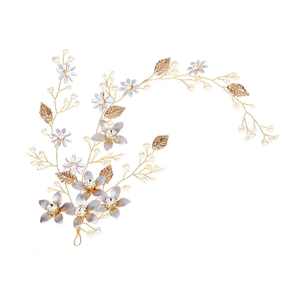 Vòng hoa đội đầu cô dâu đính hạt giả ngọc trai