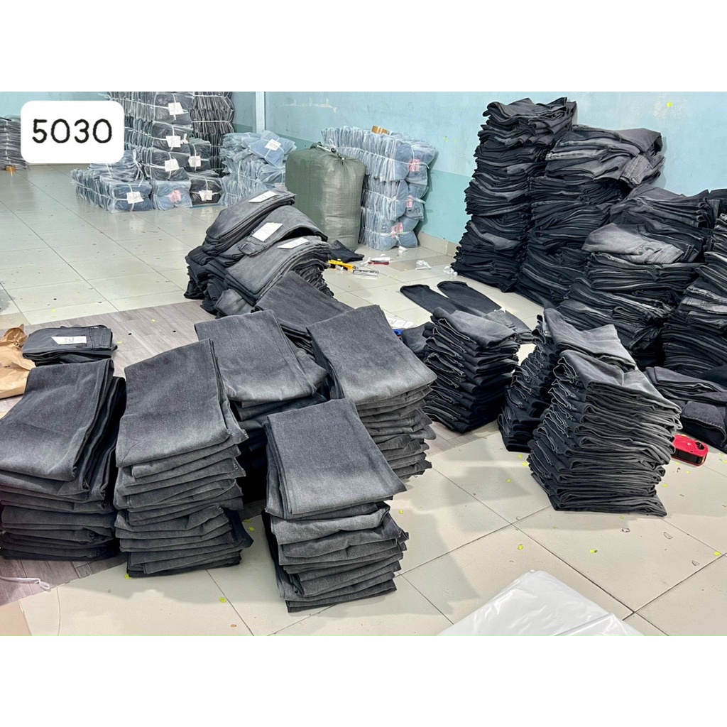 Quần Jean Nữ Ống Rộng Loang Màu Xám Chất Bò Dày Dặn Phong Cách Hàn Quốc Dài 100cm - 301