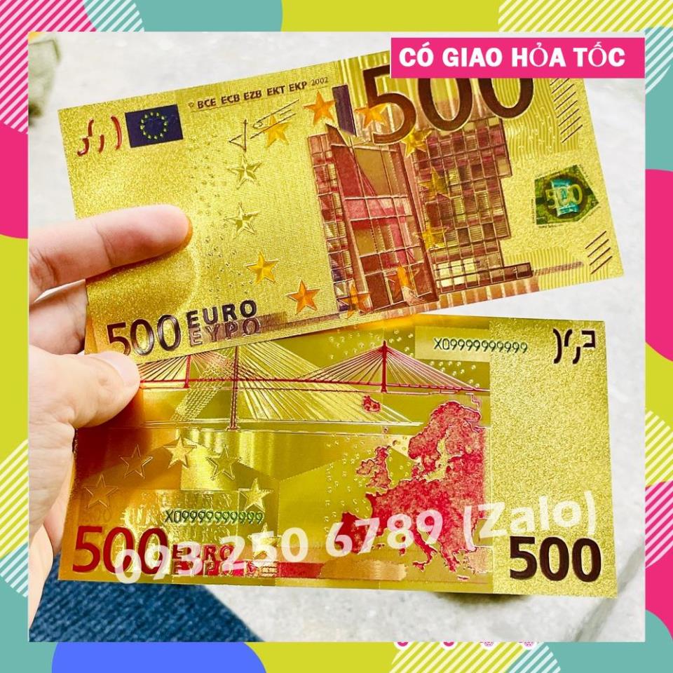 TRỢ GIÁ Tờ Tiền Kỉ Niệm 500 EURO Plastic Mạ Vàng Lì Xì Tết May Mắn