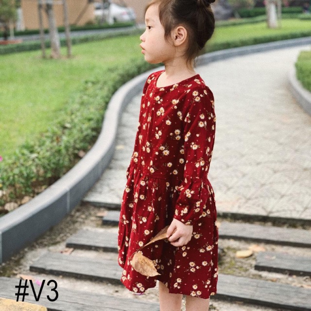 Váy Vintage dài tay cho bé