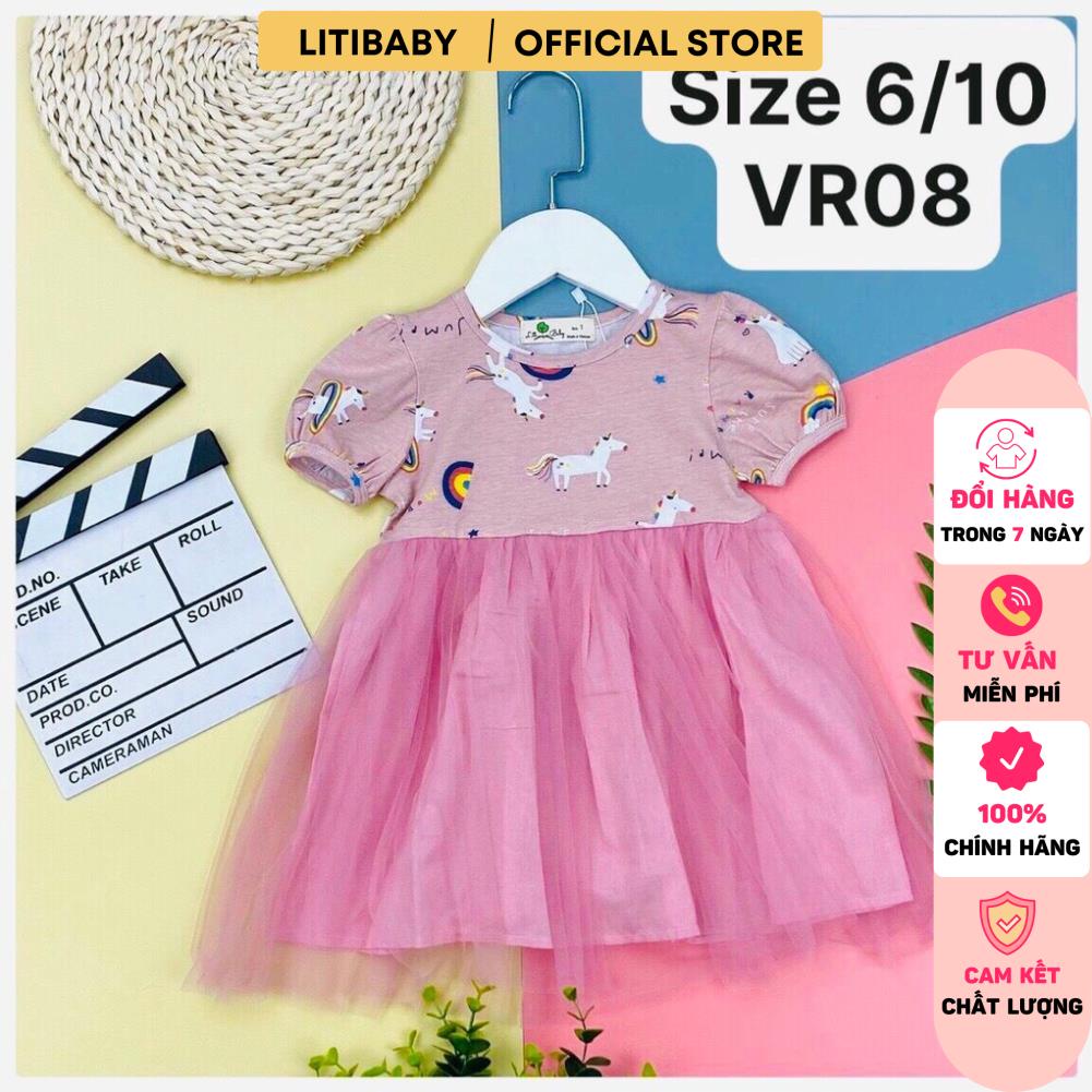 Váy litibaby cho bé gái chất vải cotton phối chân ren 1/5