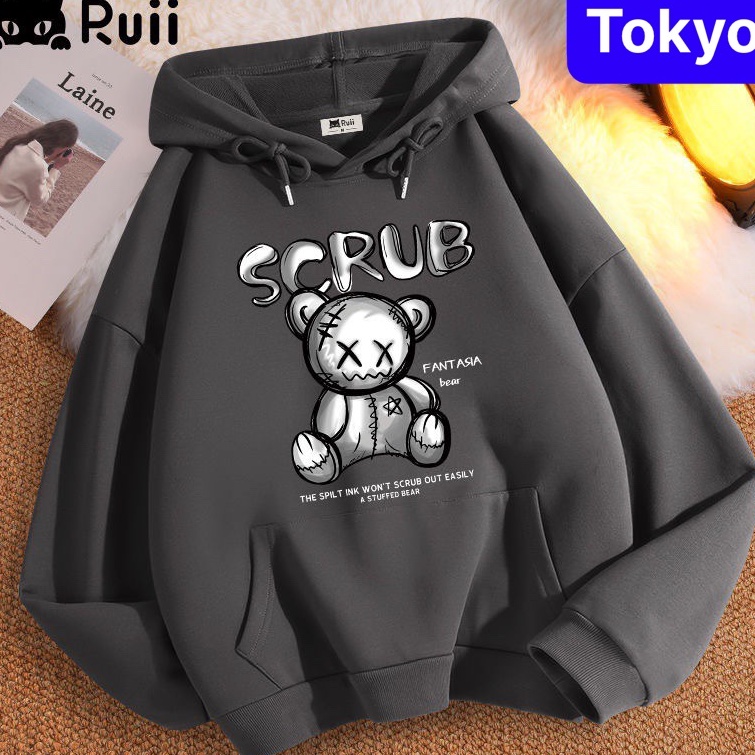 ÁO NỈ IN HÌNH GẤU SCRUB SIÊU NÉT, ÁO HOODIE NAM NỮ FROM RỘNG CHẤT MỊN CAO CẤP NEW - TOKYO FASHION