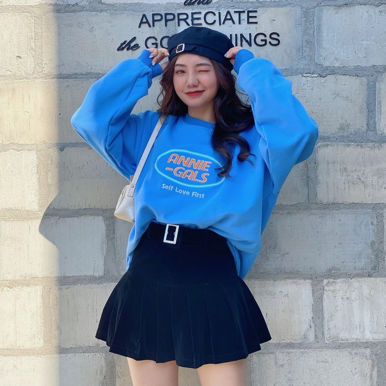 Anniegals - Áo nỉ xanh - Anniegals Sweater | BigBuy360 - bigbuy360.vn