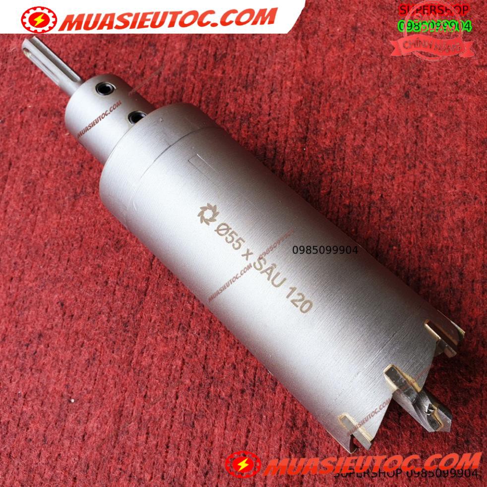 Mũi khoan rút lõi khoét tường gạch sâu Phi 55 x 120 mm không khoan bê tông, không khoan chế búa