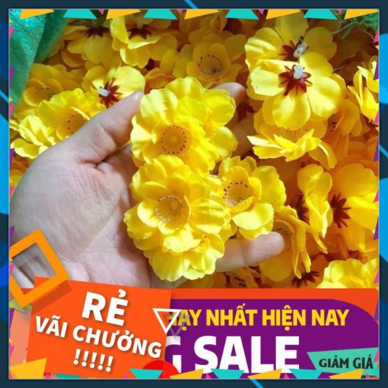 CỰC HOT !!! 1 gói hoa đào, mai giả trang trí tết 2021 có 35 bông tặng kèm 5 nụ lá lộc hoa to đẹp dầy loại 1