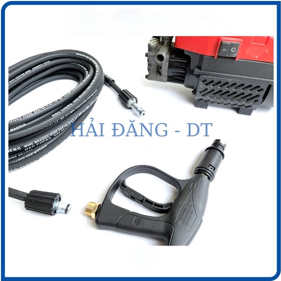 Dây rửa xe áp lực cao lõi thép 10, 15, 20m, Dây rửa xe bố thép ren 22mm (Loại Tốt)