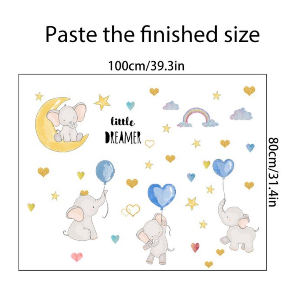 Sticker Dán Tường Họa Tiết Chú Voi Dễ Thương Bắt Mắt