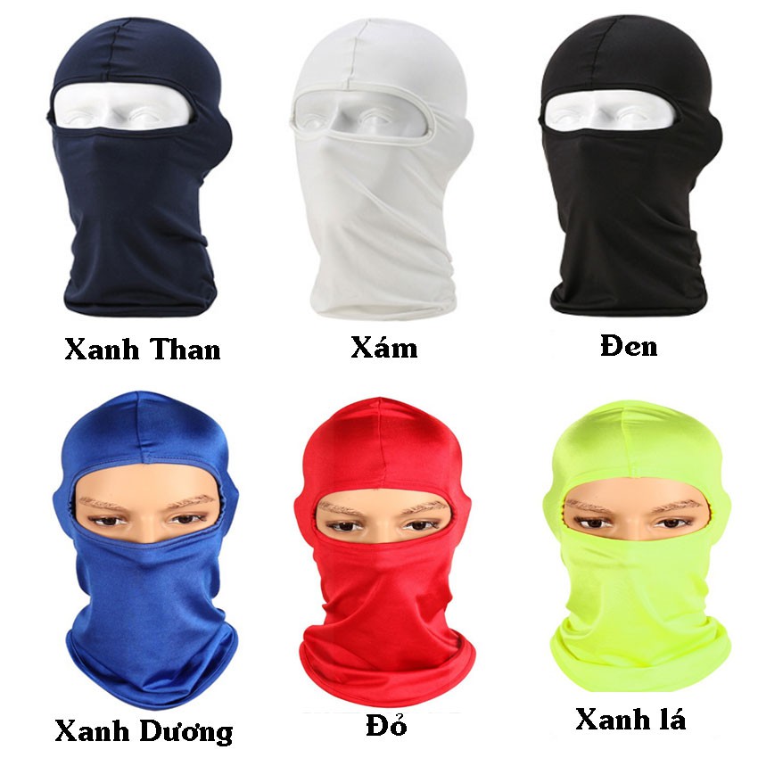 Khăn Ninja trùm đầu chống nắng đội nón Fullface đi phượt đi xe máy - Vải mát co dãn 4 chiều thấm hút mồ hôi