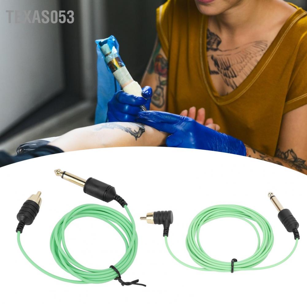 Hàng HOT Dây cáp máy hình xăm RCA chuyên nghiệ Truyền tốt Kết nối chặt chẽ Màu xanh lá cây Chiều dài 2.13m【Texas053】