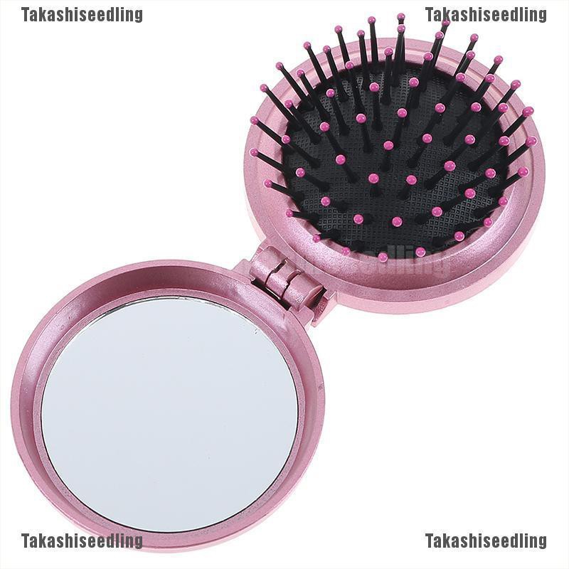 (Hàng Mới Về) Lược Chải Tóc Kèm Gương Thiết Kế Nhỏ Gọn Thuận Tiện