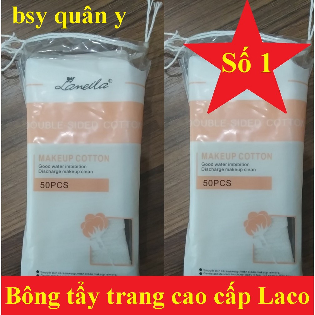 Bông Tẩy Trang cao cấp túi 50pcs Lameila Laco , 3 lớp đàn hồi co dãn, Mỏng Siêu mềm mịn, Dai Thấm Hút Nhanh Chóng