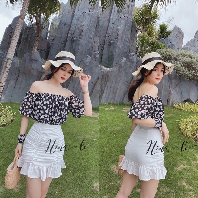 Sét áo hoa cúc + chân váy tặng kèm vòng chocker cổ hoa TRIPBLE T DRESS ❤️❤️ MS17B