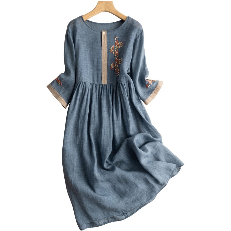 Áo Choàng Vải Lanh Cotton Tay Lửng Thêu Nhãn Hiệu Thương Hiệu Ice Brand Nhật Bản