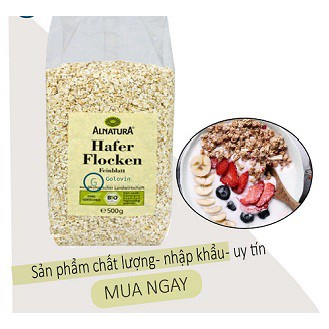 Yến mạch hữu cơ Hafer Flocken Bio Alnatura ngũ cốc Ăn Kiêng, Giảm Cân, Eat Clean Đức - Túi 500g