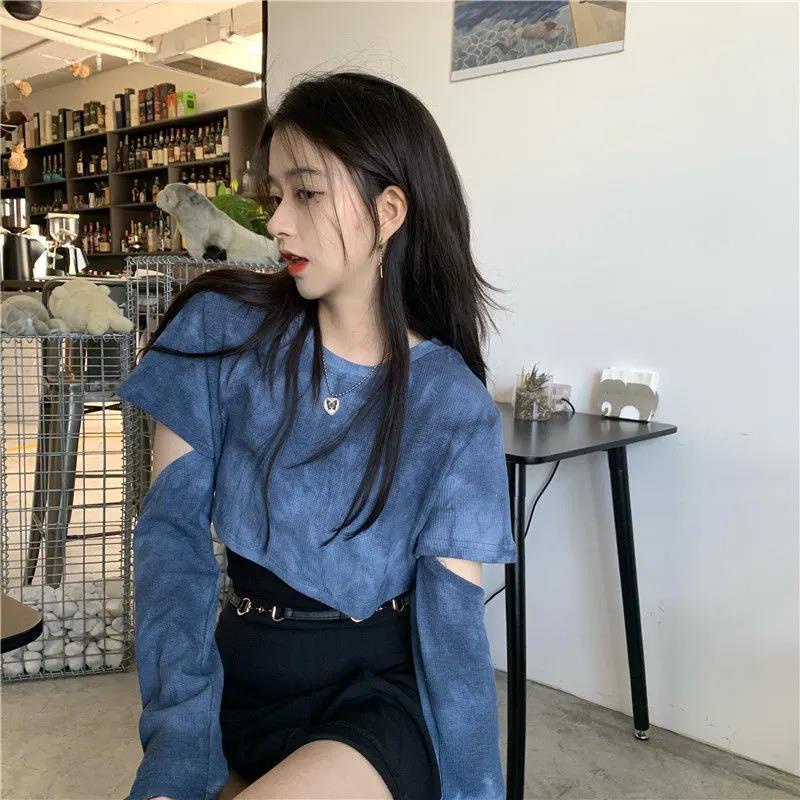 IELGYÁo Hai Dây Ngắn Eo Cao Màu Nhuộm Phong Cách Harajuku Đường Phố Mới Cho Nữ