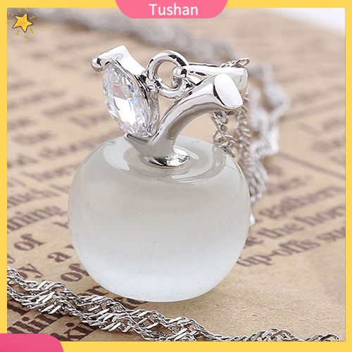 Cô gái Apple Hình dạng Faux Opal Khối Zirconia Bạc Mạ Mặt dây chuyền cho vòng cổ
