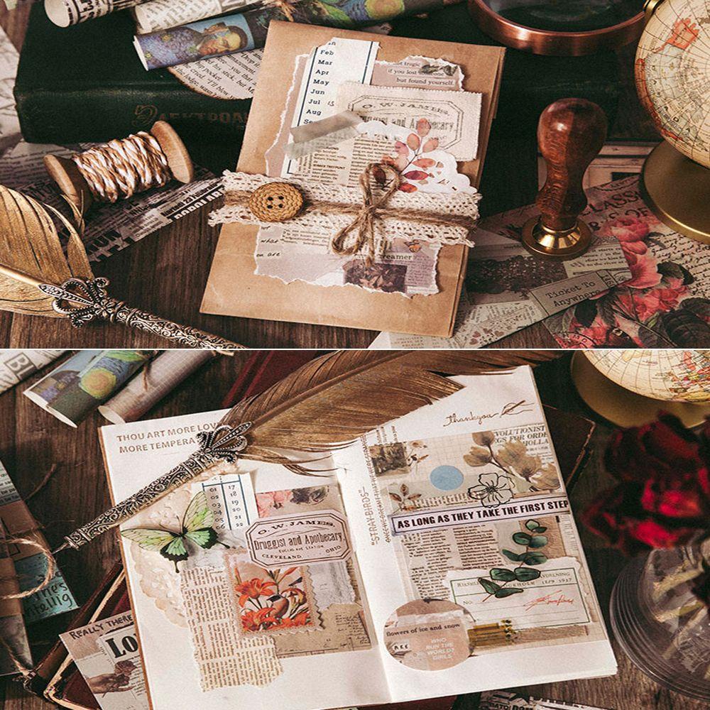 Bộ 50 Tờ Giấy Trang Trí Sổ Tay Phong Cách Retro