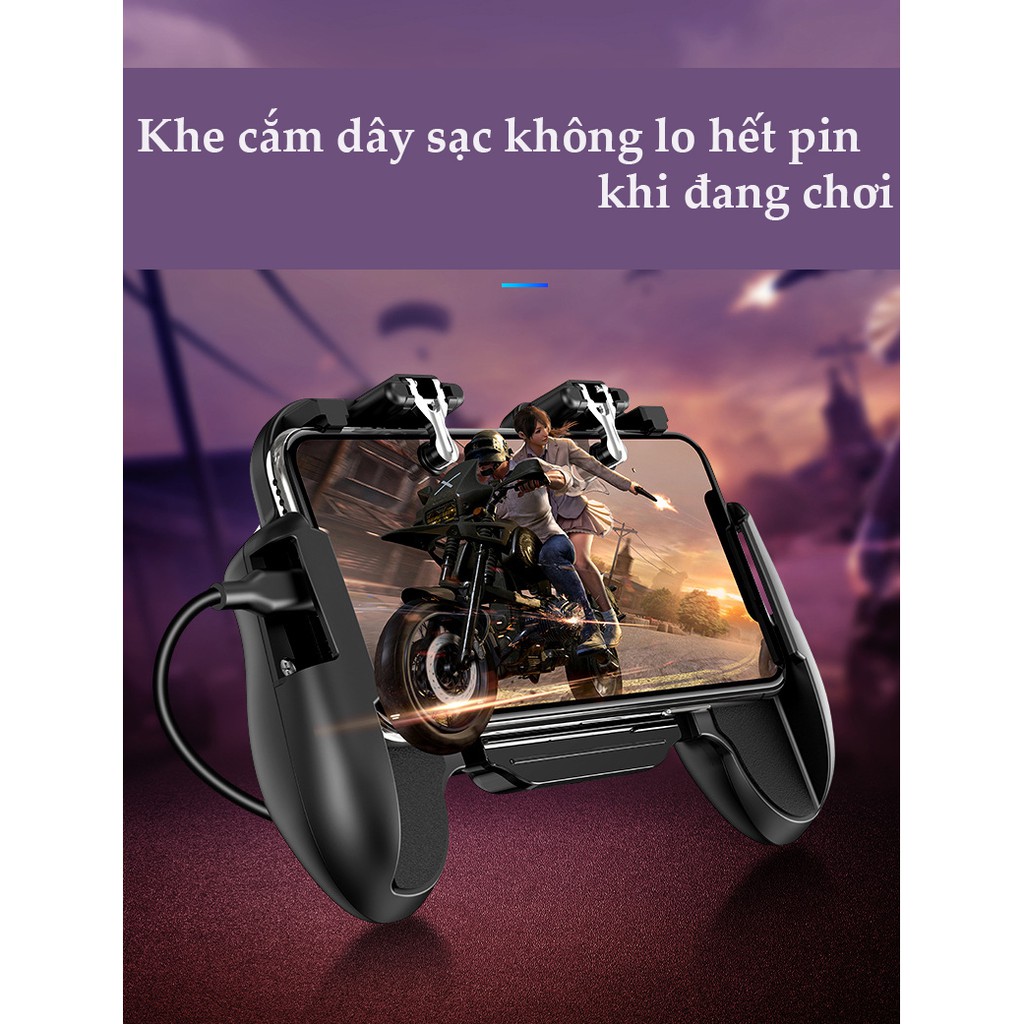 [Nhập TOYMAR Giảm 10%] Tay cầm chơi game H5 tích hợp nút nhấn, chơi PUBG, ROS, Freefire có quạt tản nhiệt.