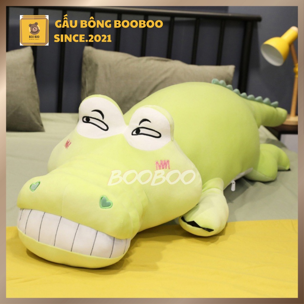 Gấu Bông Cá Sấu Mặt Ngáo, gối ôm hình thú nhồi bông cho bé Siêu To Khổng Lồ, Vải Co Giãn 4 Chiều Siêu Mềm Mịn BooBoo